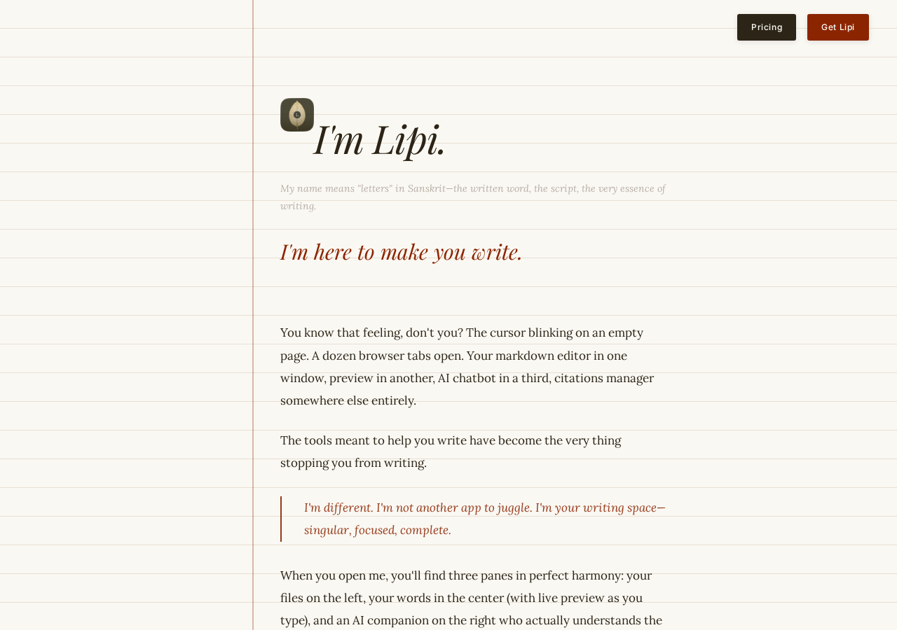 Lipi landing page