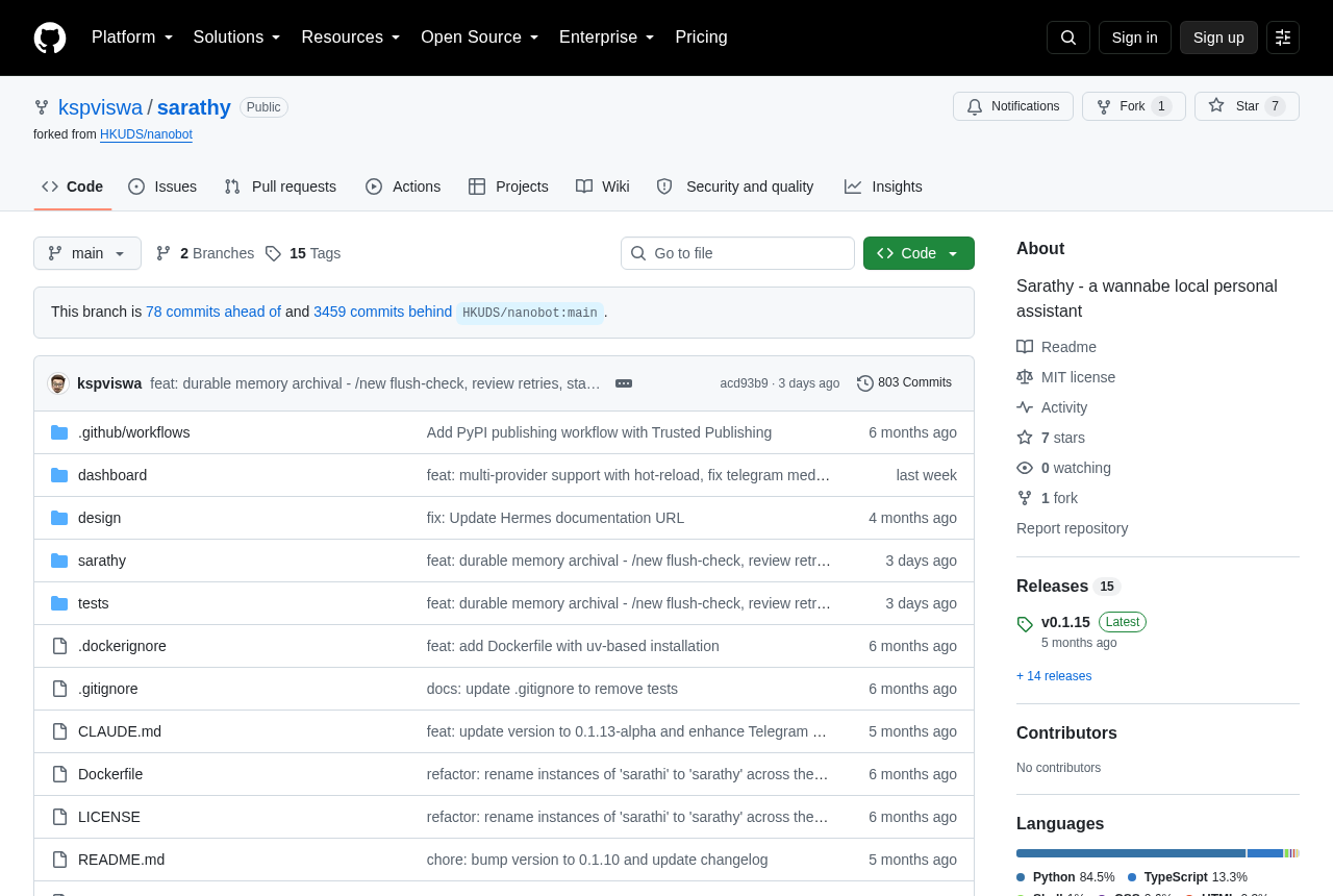 Sarathy repository on GitHub